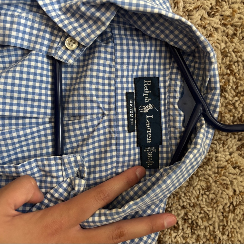 Ralph Lauren Blue and White Casual Button Down Shirt